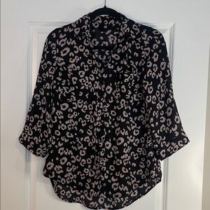 Iz Byer Black and Pink Leopard Print Blouse